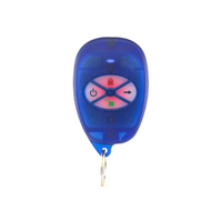 Magellan 4 Button Remote Control with Backlight V3.0 in blue with red illuminated buttons and attached key ring