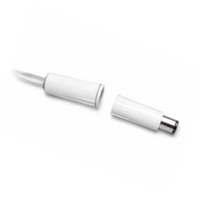 AI NEXT DC-1641 W magnetic contact sensor with white cylindrical body and metal connector, shown disassembled