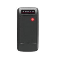 Black ROSSLARE MIFARE contactless smartcard reader with red LED indicator, IP65 waterproof rating