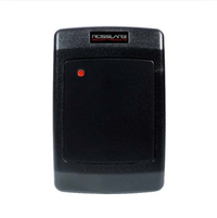 Black Rosslyne US Gang Box multi-format proximity reader with red indicator light and IP65 waterproof casing