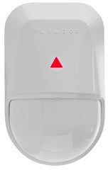 Paradox high-performance infrared motion detector with white housing and red indicator light