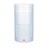 Paradox Analog Single-Optic Wireless PIR Motion Detector with white cylindrical housing and red indicator light