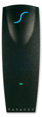 Paradox 4-Wire Indoor/Outdoor Proximity Reader with dark casing and blue indicator light for access control systems