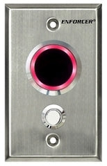 SECO-LARM vandal-proof stainless steel exit request plate with pink illuminated button and control knob