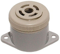SECO-LARM miniature electronic security buzzer with gray cylindrical base and beige top cap, 85dB output
