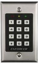 SECO-LARM indoor stand-alone access control keypad with 16-button numeric and symbol layout in stainless steel housing