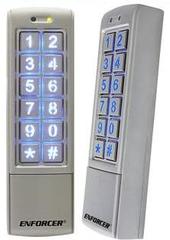 SECO-LARM outdoor standalone access control keypads with digital and proximity card readers in gray metal housing