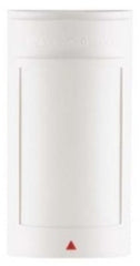 White cylindrical motion detector module with pet immunity feature and red indicator light for security systems