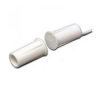 DC1651 3/8 press-fit stubby connector with white cylindrical body and attached cable
