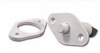 DC-2712 3/4 inch push button switch with normally closed terminal output, shown with mounting bracket and connector plate