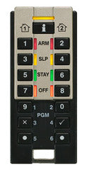 Paradox hand-held two-way remote keypad with numeric buttons, ARM/DISARM controls, and LCD display for security system opera…