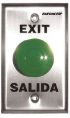SECO-LARM stainless steel exit request plate with green illuminated button and bilingual Exit/Salida labels