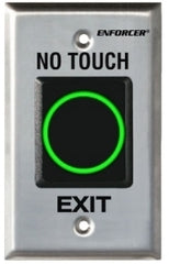 SECO-LARM no touch exit request plate with illuminated green circular button on stainless steel faceplate